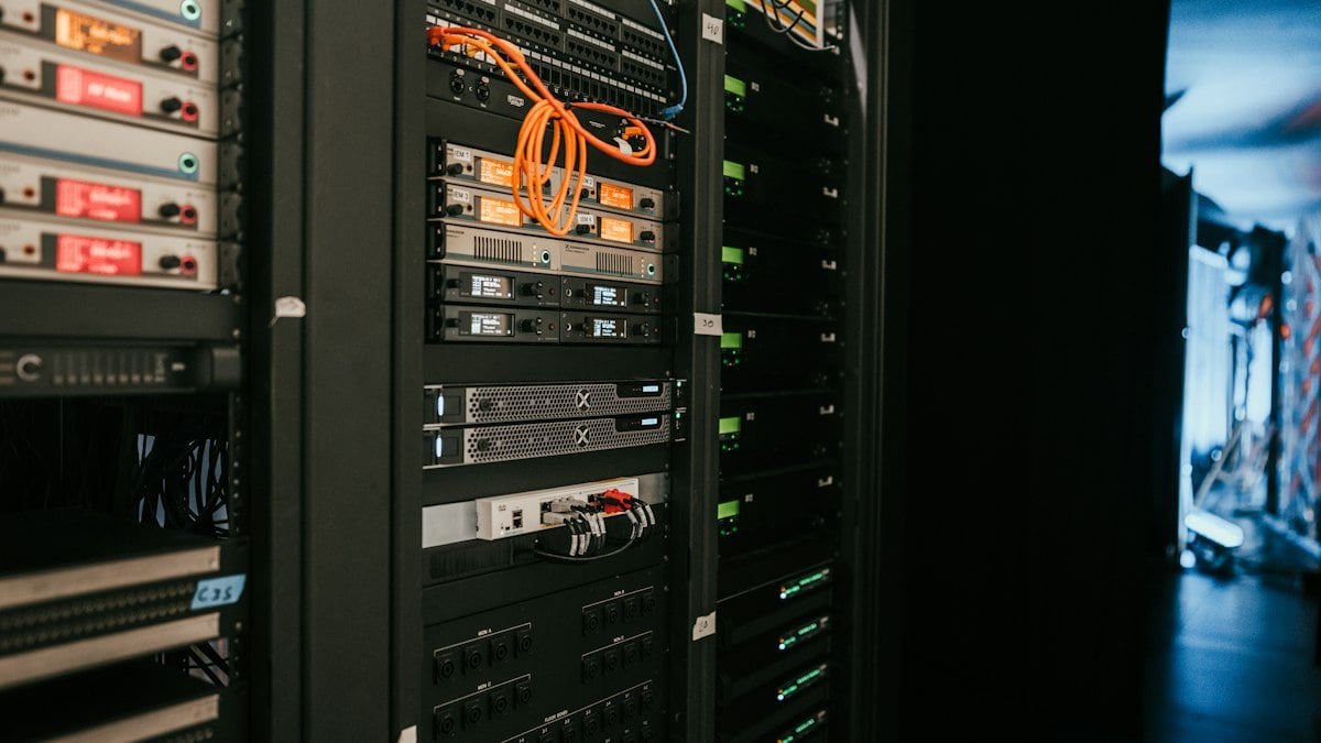 Server racks with network cables in a data centre | Trainium
