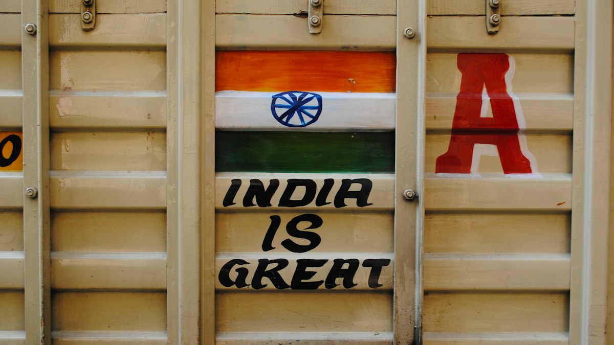 A passenger train painted with the words India is great | Diwali sale 2026